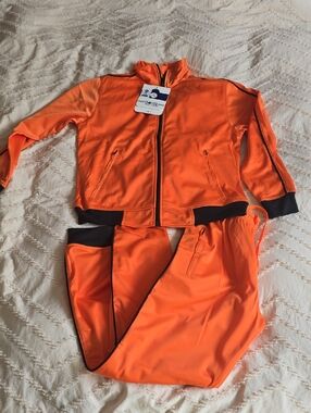 Women's Bright Orange Zip-Front Track Jacket & Pants Set